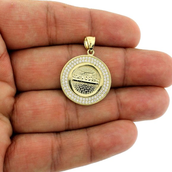 Real 10K Yellow Gold Round Last Supper Charm Pendant - Picture 1 of 6